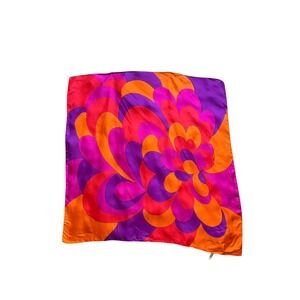 Vintage Jacques Heim Paris Silk Scarf 30" Psychedelic Floral Mod France